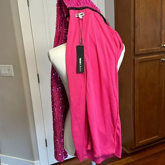 MAGENTA SEQUIN DRESS BODYCON MIDI ROMINA LINED FASHION NOVA PARTY VEGAS NWT SZ L - Picture 11 of 13